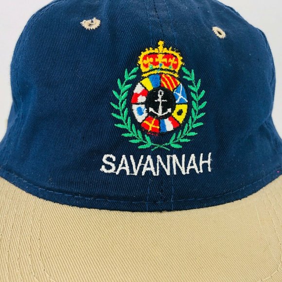 Vintage Savannah Boating Trucker Hat Blue Beige - Picture 4 of 8